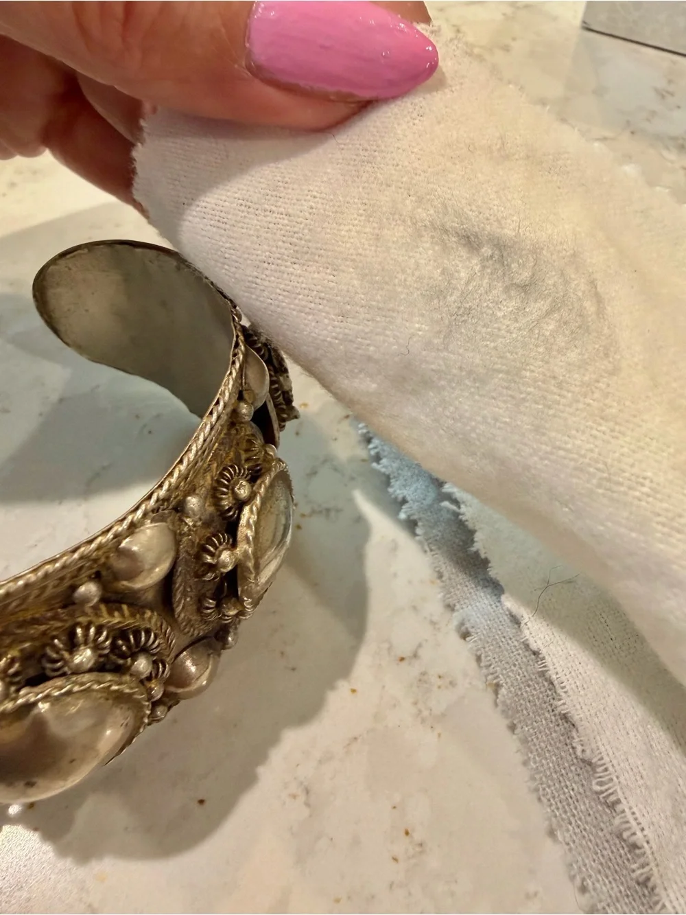 Vintage Thailand Sterling Silver Ornate Statement Filagree Cuff Bracelet • 50.8g